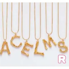 R アルファベット ゴールド ビッグ モチーフ ペア ネックレス プレゼント