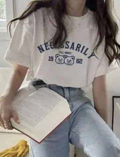 SHEIN シーイン　レディース　Tシャツ　カットソー　クマ　ベア　半袖