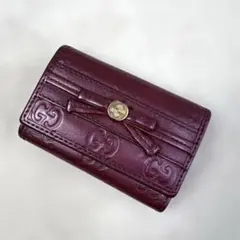 GUCCI グッチ キーケース 6連 グッチシマ GG柄 リボン シリアル刻印