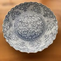 庫山窯 前畑陶器 青華緑彩 大皿 30.5cm