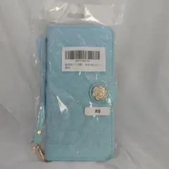 AQUOS R8 ケース 手帳型 ブルー カメリア上品デザイン