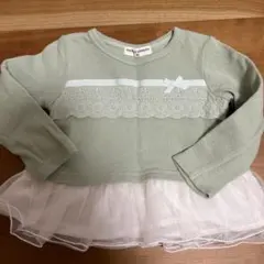 ベビー トップス ミントグリーン ピスタチオ リボン レース チュール 秋 春
