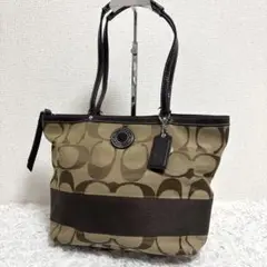 COACH コーチ シグネチャー ストライプ トートバッグ キャンバス