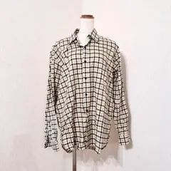 ヴァレンティノルディ　長袖　チェックシャツ　ベージュ×ブラック系　L