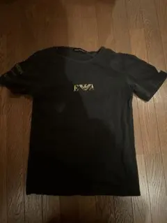 EMPORIO ARMANI EA7 ロゴTシャツ ブラック メンズ 金ロゴ