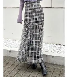 MERCURYDUO シアーチェックマーメイドレースアップスカート