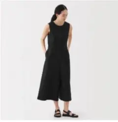 タグ付 未使用 無印良品 MUJI ヘンプ混 ツイル ジャンプスーツ 黒のサムネイル