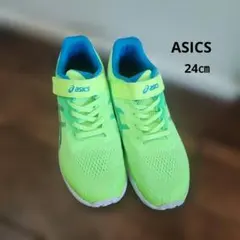 asics キッズスニーカー 蛍光グリーン
