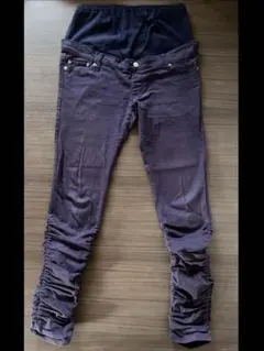 used マタニティーズボン L ストレッチ ソフトデニム パンツ レギンス 紫