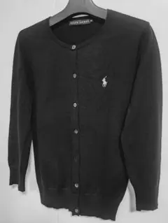 美品ポロラルフローレンコットンカーディガン七分袖M黒