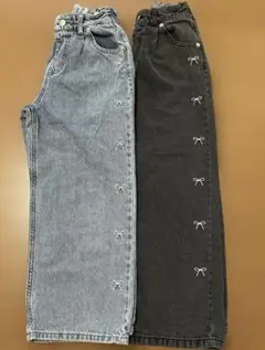 GLOBAL WORK デニム　リボン刺繍　140