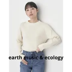 切替リブニット セーター ラウンドネック オフホワイト M