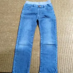 デニムブルー ハート型ポケット ロングパンツ