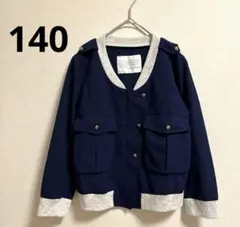 キッズブルゾン　金ボタン 140 ジャンパー　薄手アウターネイビー紺色