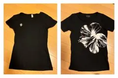 ハイビスカスプリント Tシャツ M 黒