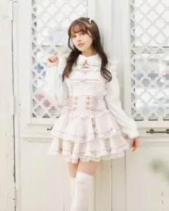 新品 LIZLISA はしごリボンギンガムティアー ドスカパン ピンク