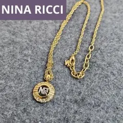 美品 ニナリッチNINA RICCI ラインストーン サークル ロゴ ネックレスのサムネイル
