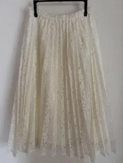 OLIVE des OLIVE アイボリー レース プリーツスカート F