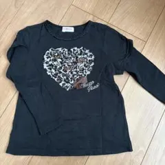 Mezzo Piano ハート型レオパード柄長袖カットソー 120cm