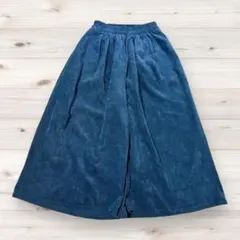 zootie コーデュロイ風 キュロットパンツ ウエストゴム ブルー系