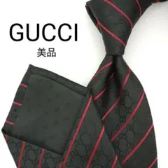 極美品】GUCCI ネクタイ GG柄 シェリーライン ダークグレー - メルカリ