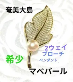 【極美品】奄美大島産 マベパール ブローチ 虹色の輝き 希少