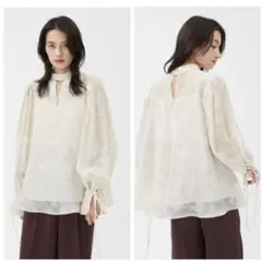 ✨美品✨ FRAY I.D タックボリュームブラウス BEG Fサイズ リネン混 
