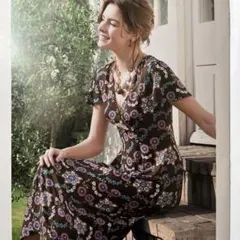 LAURA ASHLEY フラワープリント カシュクール　ワンピース　13号