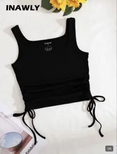 ブラック クロップタンクトップ