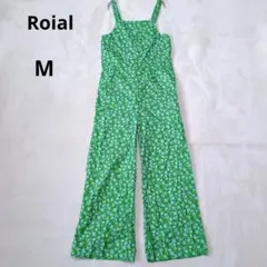 ロイヤル　サロペット　フラワープリント オールインワン　グリーン　M