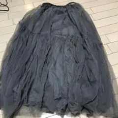 グレー チュール フレアロングスカート