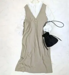 美品★スピックアンドスパン バックボタンフレアーワンピース ウールジレ 3way