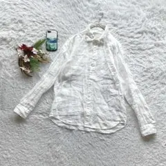 無印良品 長袖シャツ 白シャツ 麻100% M 無地 メンズ 普段着 着回し