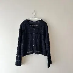 【GU】 カーディガン　春ニット　透かし編みカーディガン　　ショートカーディガン