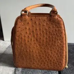 オーストリッチレザー ハンドバッグ ブラウン