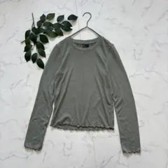 8371✾H&M✾長袖カットソー【XS】グリーン/無地/シンプル/メロウ/小さい
