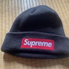 Supreme × New Era ボックスロゴ ビーニー 黒 赤 新品未使用のサムネイル