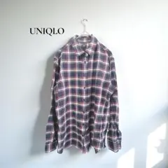 ユニクロ ネルシャツ 【M】 チェック柄 綿100% フランネル d796