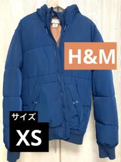 【H&M/エイチアンドエム】ネイビー ダウンジャケット フード　アウタートップス