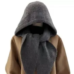 グレー マフラー 防寒 ニット フード付き あったか おしゃれ フードマフラー
