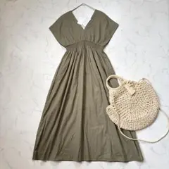 美品 マリハ MARIHA 春の月のドレス ワンピース ロング丈 Vネック