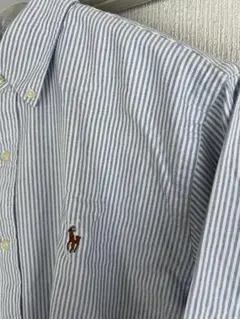 ポロラルフローレン ボタンダウンシャツ L ブルー系 キャンディストライプ 新品