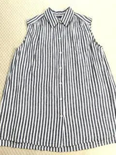 BURBERRY】00s~ロゴ刺繍ストライプ柄ノースリーブシャツ・ブラウス 