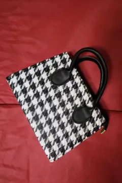 新品 ハウンドトゥース柄 ハンドバッグ 2WAY Black