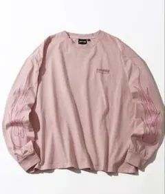 【美品】THRASHER 長袖カットソー ピンク ファイヤーパターン