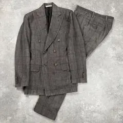 De Petrillo デペトリロ スーツ ダブル チェック リネン混