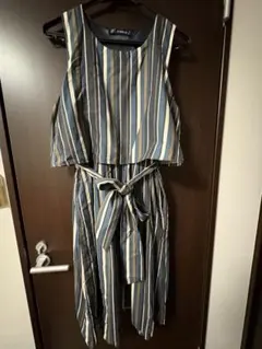 アズノーアズ　AS KNOW AS ストライプ ノースリーブ フレアワンピース