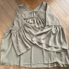 オリーブグリーン ．黒Vネック チュニック2枚セット