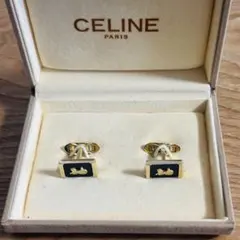 CELINE セリーヌ カフス カフリンクス 馬車ロゴ ゴールド×ブラック