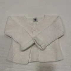 プチバトー Petit Bateau ホワイト ニット カーディガン 90cm